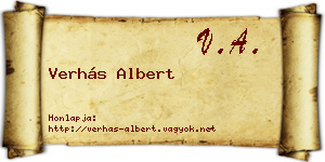 Verhás Albert névjegykártya